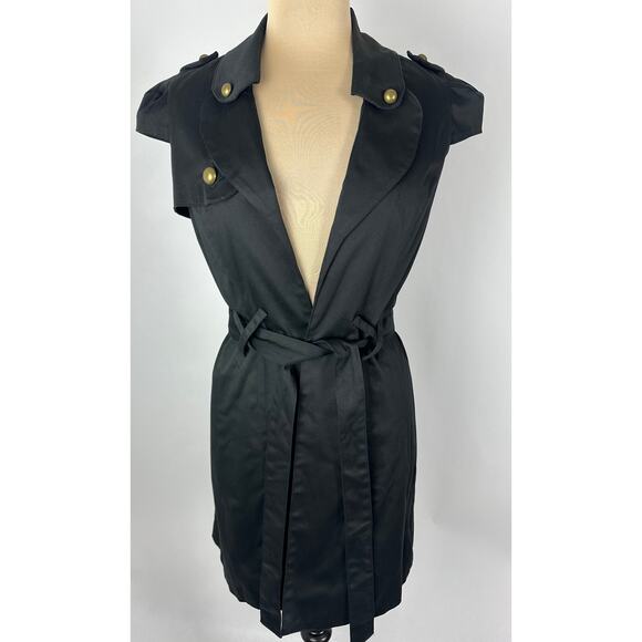NWT Voom by Joy Han Size Medium Black Cotton Canvas Trench Coat Steampunk Y2K - Picture 1 of 14